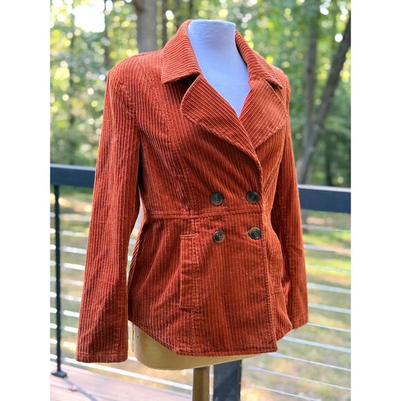 Cabi Rust Corduroy Jacket Style 4123 Wide Corduroy Double Breasted Blazer M - Picture 4 of 14